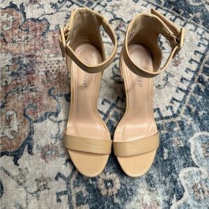 Chic Beige Ankle Strap Heels